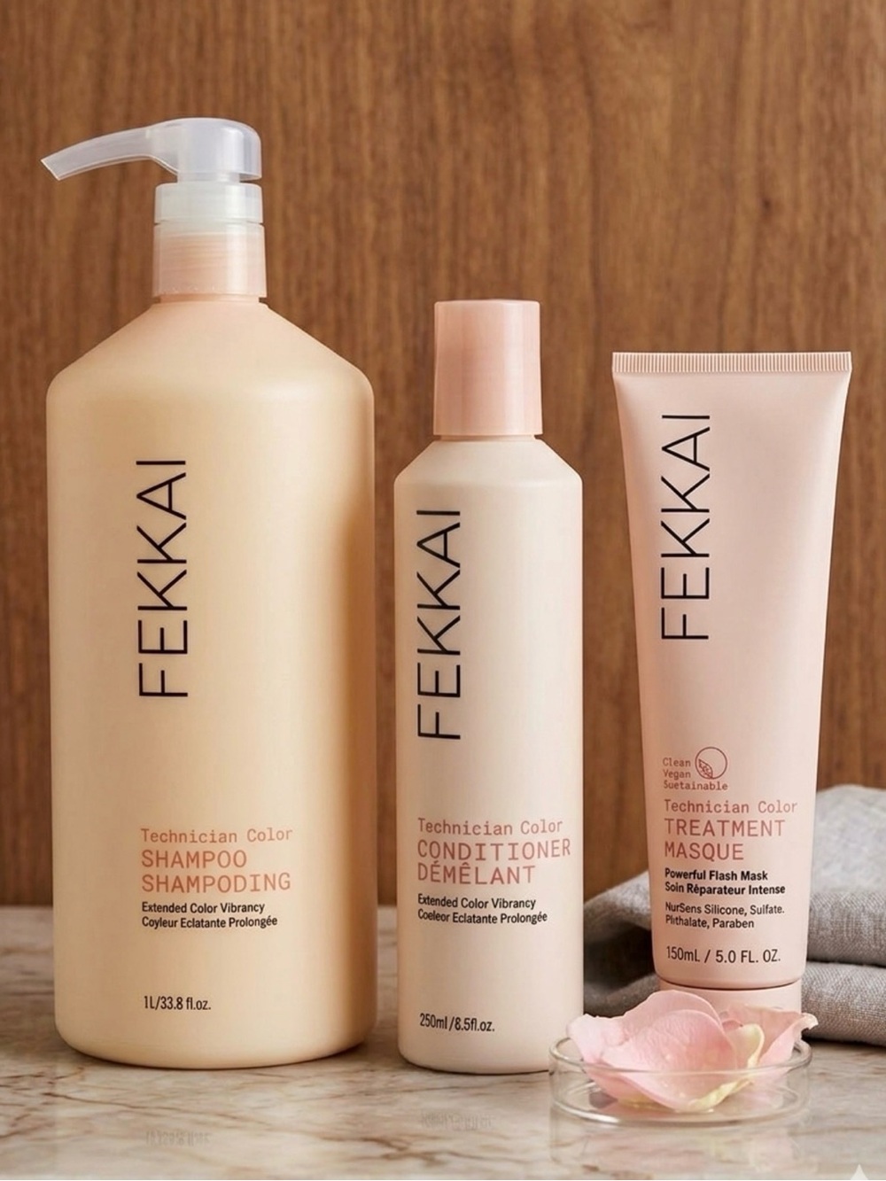 Fekkaki Technician Color Shampoo 1L Conditioner 250ml Treatment Mask 150ml